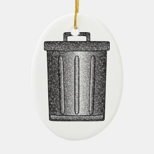 Glitter Trash Can Ceramic Tree Decoration