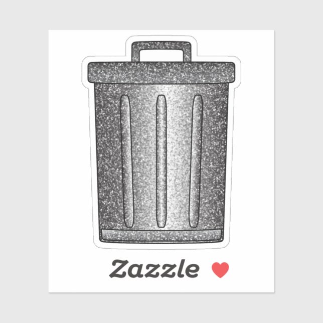 Glitter Trash Can Custom-Cut Vinyl Stickers (Sheet)