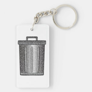 Glitter Trash Can Key Ring