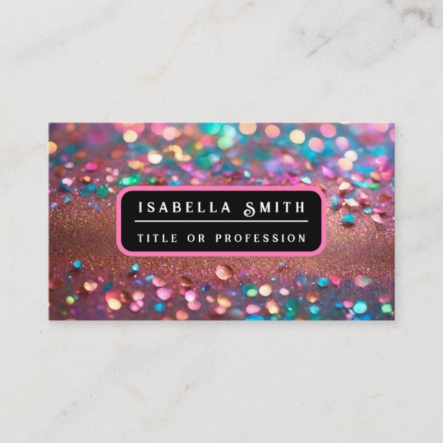 Glitter Trendy Opal Holographic Collection Business Card (Front)