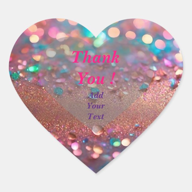 Glitter Trendy Opal Holographic Collection Heart Sticker (Front)