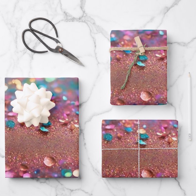 Glitter Trendy Opal Holographic Collection Wrapping Paper Sheet (Front)