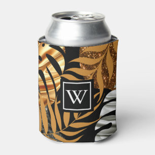 Glitter Tropical Floral Can Cooler