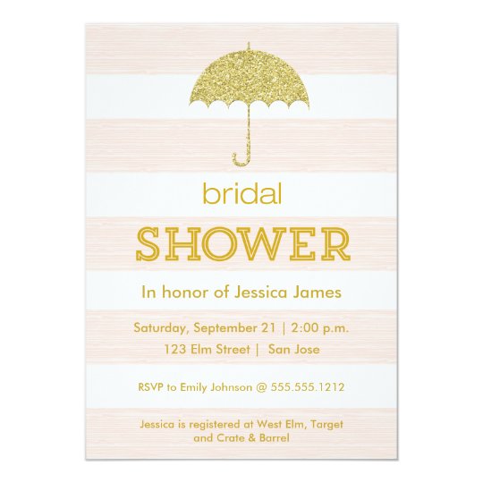 Glitter umbrella bridal shower invitation - pink