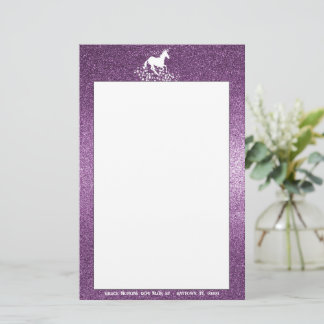 Glitter Unicorn and Stars | Magenta Stationery