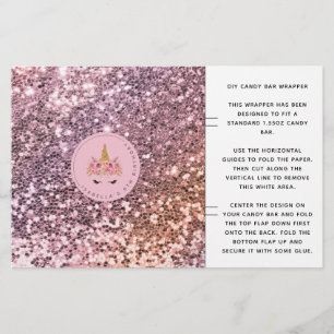 Glitter Unicorn Birthday Candy Bar Wrapper