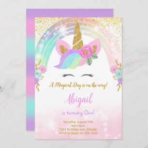 Glitter Unicorn Birthday Invite