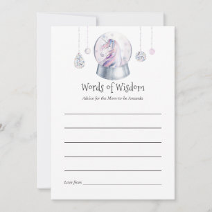 Glitter Unicorn Christmas Baby Shower Mum Advice Card