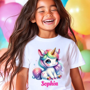 Glitter unicorn magical star Girls T-Shirt