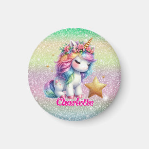 Glitter unicorn magical star  magnet