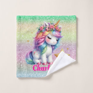 Glitter unicorn magical star  wash cloth