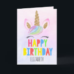 Glitter Unicorn Personalised Girl Happy Birthday Card<br><div class="desc">Glitter Unicorn Personalised Girl Happy Birthday</div>