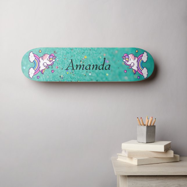 Glitter unicorn skateboard (Wall Art (Horz))