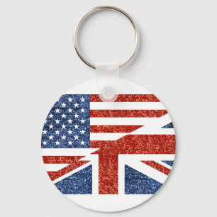 glitter usa uk key ring