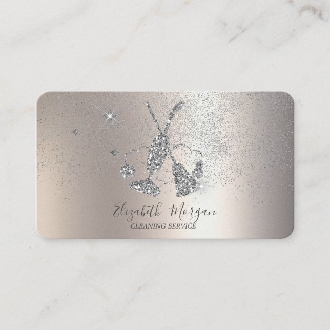 Glitter Vacuum Cleaner,Broom,Confetti Business Card (Front)