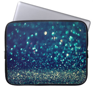 glitter vintage lights background. gold, silver, b laptop sleeve