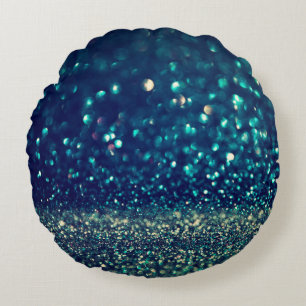glitter vintage lights background. gold, silver, b round cushion