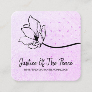 *~* Glitter Violet Magenta Line Art Flower Square Business Card