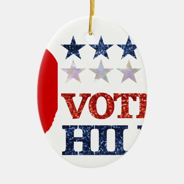 glitter vote hillary ceramic tree decoration (Front)