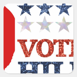 glitter vote hillary square sticker