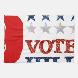 glitter vote hillary tea towel