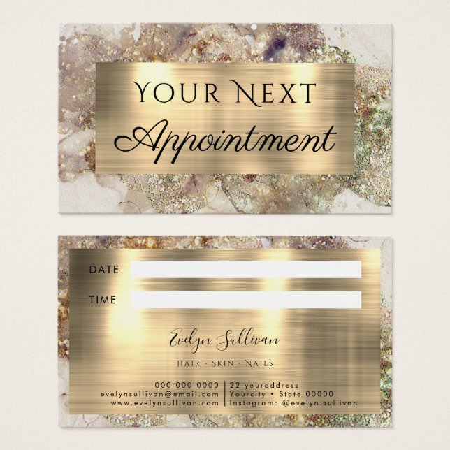 Glitter Watercolor and Foil Appointment Card (Front & Back)