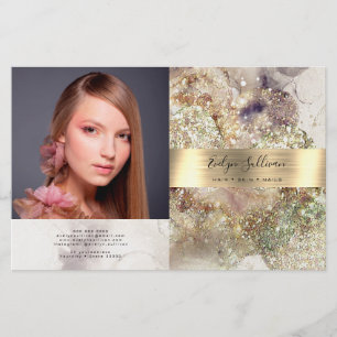 Glitter watercolor and foil bifold brochure