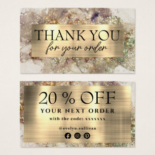 Glitter watercolor and foil discount card