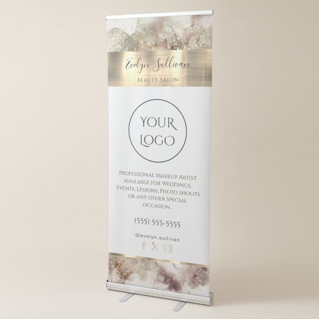 Glitter watercolor and foil retractable banner (3/4)