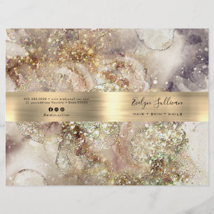 Glitter watercolor and foil service menu brochure