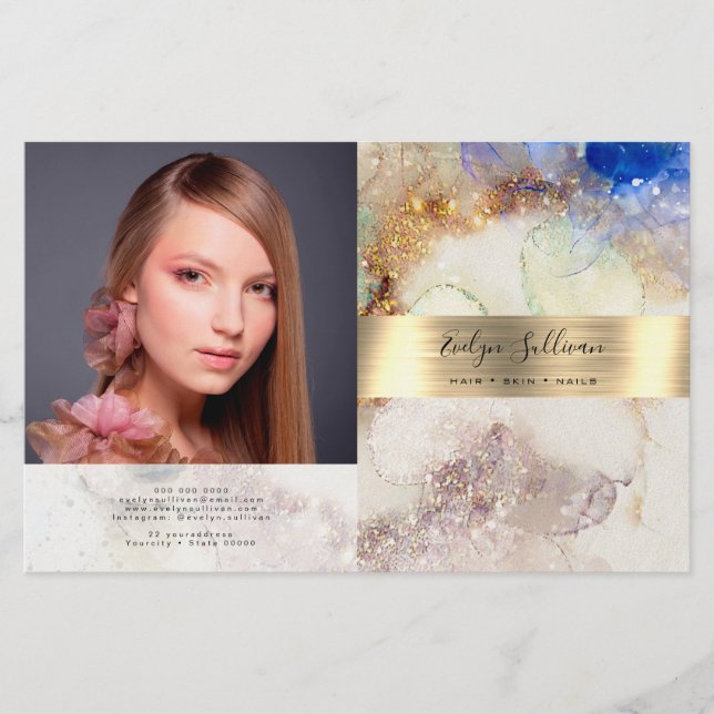 Glitter watercolor and gold foil bifold brochure (Front)