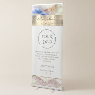 Glitter watercolor and gold foil retractable banner