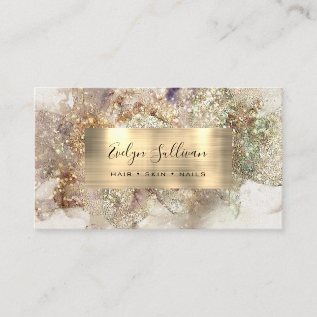 Glitter Watercolor Business Card (Front)