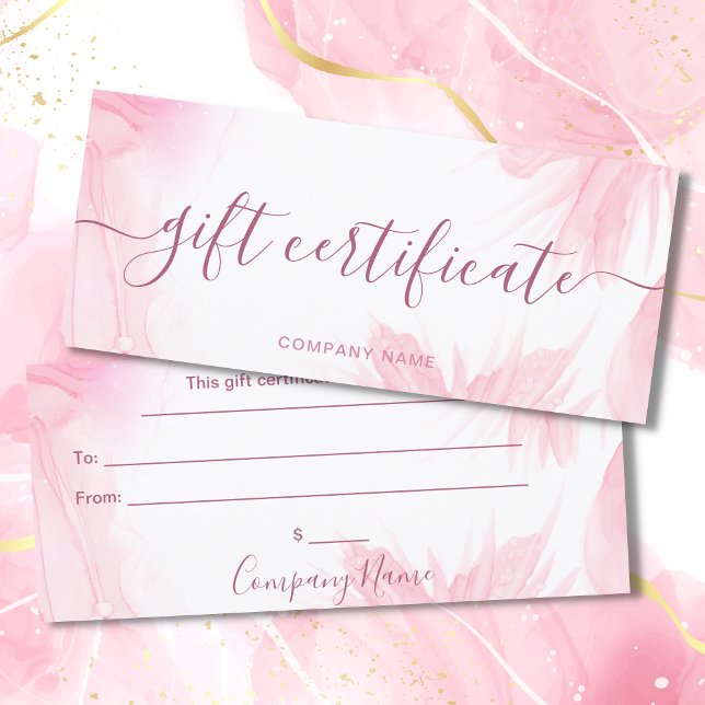 Glitter Watercolor Chic Business Gift Certificate (Creator Uploaded)