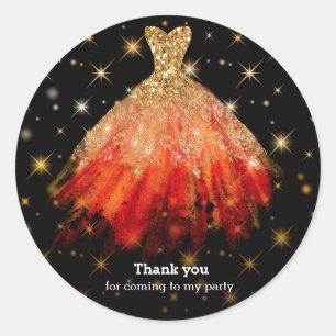 Glitter watercolor dresses classic round sticker