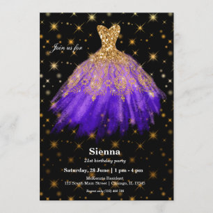 Glitter watercolor dresses invitation