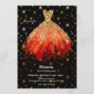 Glitter watercolor dresses invitation