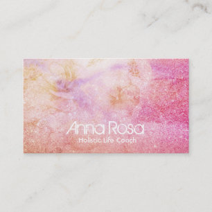*~* Glitter Watercolor Flower Gold Lavender Peach Business Card