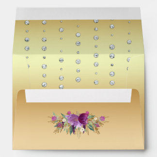 Glitter Watercolor Flowers Diamonds Gold Envelopes