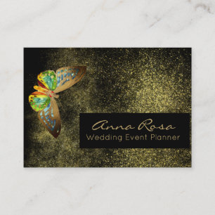 ** Glitter Watercolor Gilded Gold Butterfly Business Card