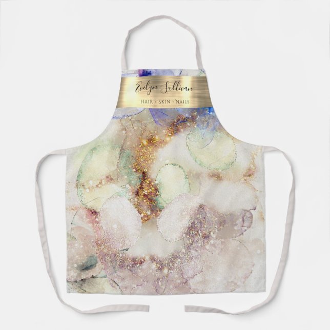 Glitter Watercolor Gold Foil Apron (Front)
