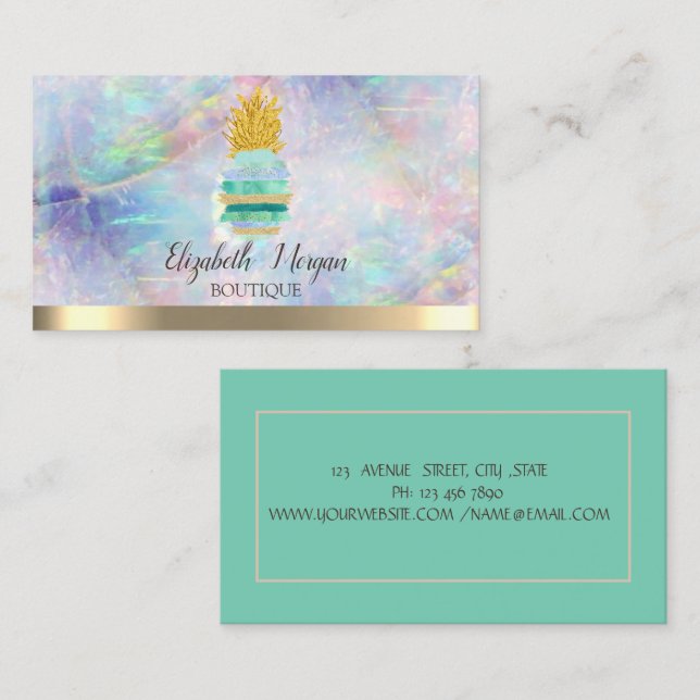  Glitter Watercolor Green Pineapple Opal  Business Card (Front/Back)