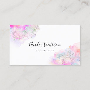 glitter watercolor opal splashes business card