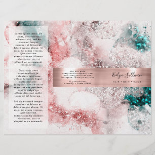 Glitter watercolor rose gold foil brochure