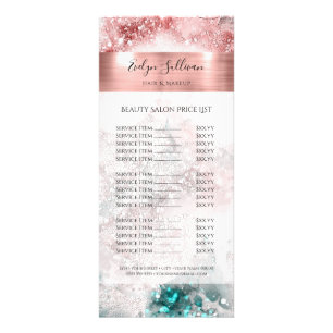Glitter watercolor rose gold foil price list rack card