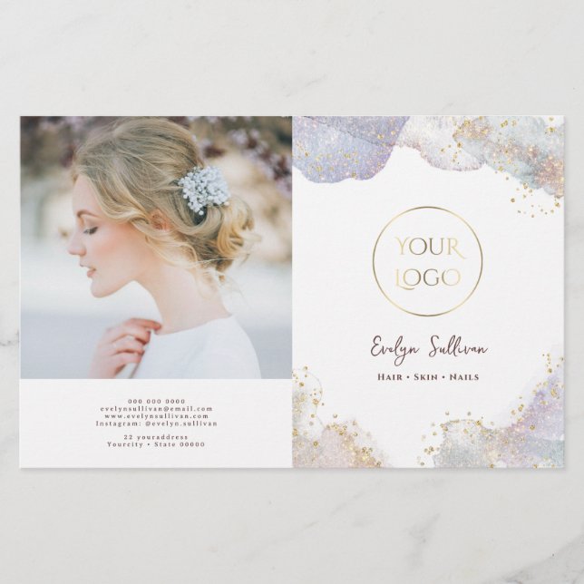 Glitter watercolor shapes bifold brochure (Front)