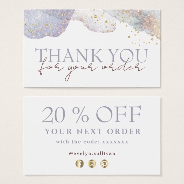 Glitter watercolor shapes discount card (Front & Back)