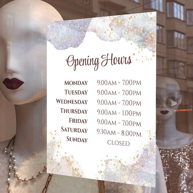 Glitter Watercolor Shapes Opening Hours Window Cling (Creator Uploaded)