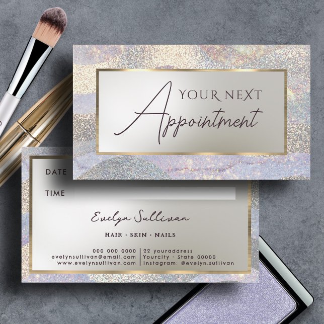 Glitter watercolor waves appointment card (Creator Uploaded)