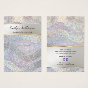Glitter watercolor waves jewellery display card